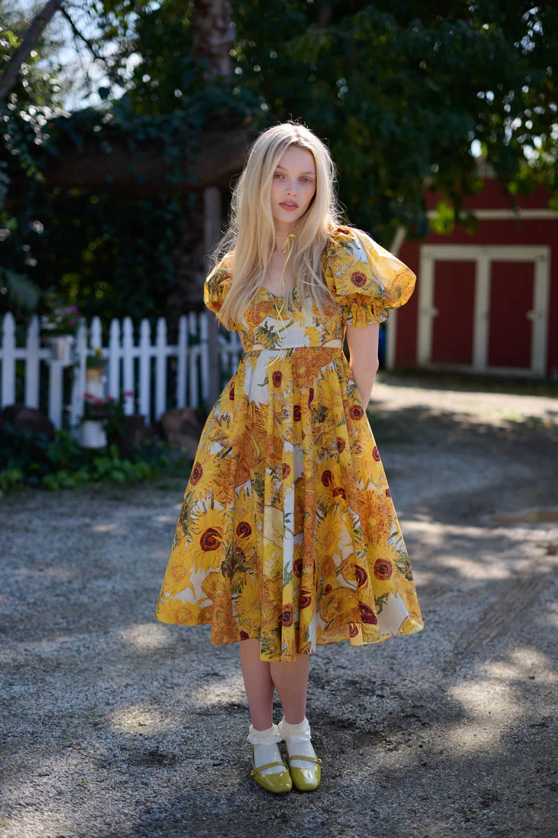Sunflowers Tea Rose Dress | Selkie Collection