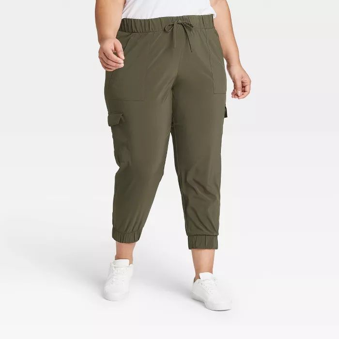 Women's Plus Size Stretch Woven Cargo Joggers - All in Motion™ | Target