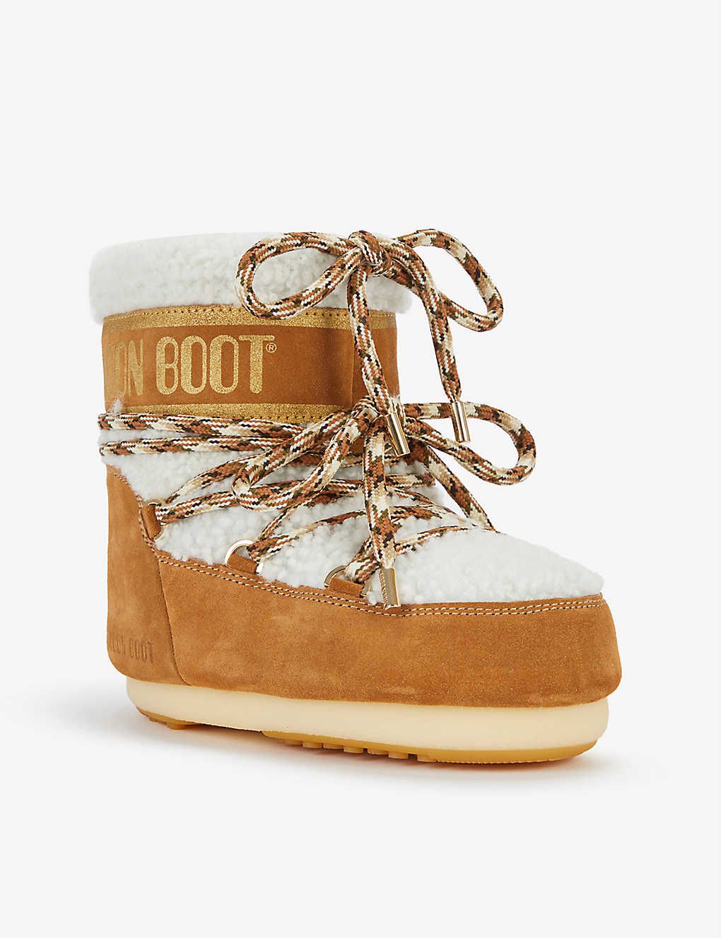 Logo-embossed lace-up shearling snow boots | Selfridges