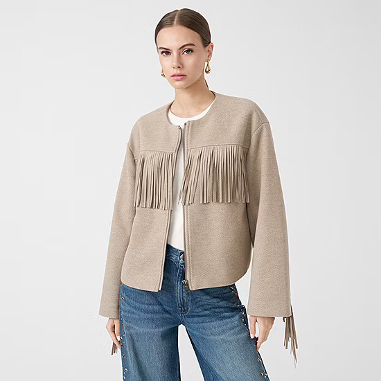 new!RM Rebecca Minkoff Womens Fringe Jacket | JCPenney