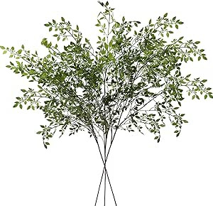Dioty 3Pcs Artificial Plant Leaves 43.3 Inch Nandina Faux Greenery Branch, Artificial Plastic Pla... | Amazon (US)