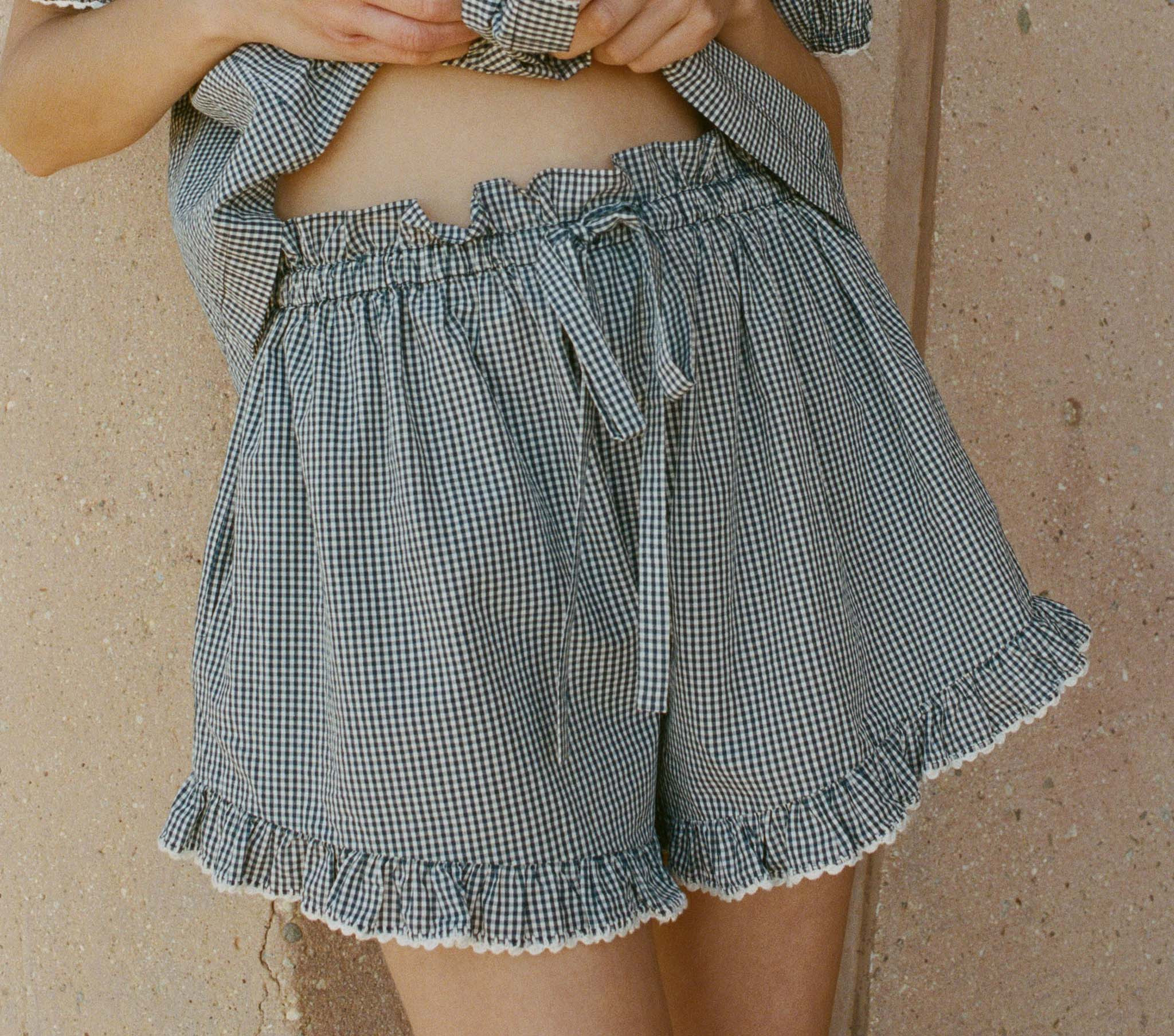 LUELLA SHORT -- AZURE PARIS GINGHAM | DOEN
