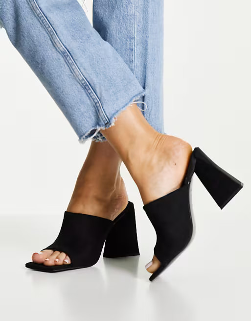 ASOS DESIGN Nyla heeled mules in black | ASOS (Global)