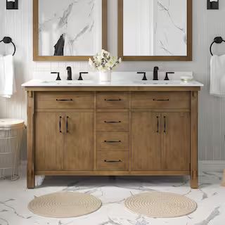 Home Decorators Collection Bellington 60 in. W x 22 in. D x 34.5 in. H Double Sink Bath Vanity in... | The Home Depot