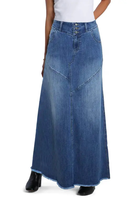 Wash Lab Denim Pieced Denim Maxi Skirt in Vintage Blue at Nordstrom, Size 34 | Nordstrom