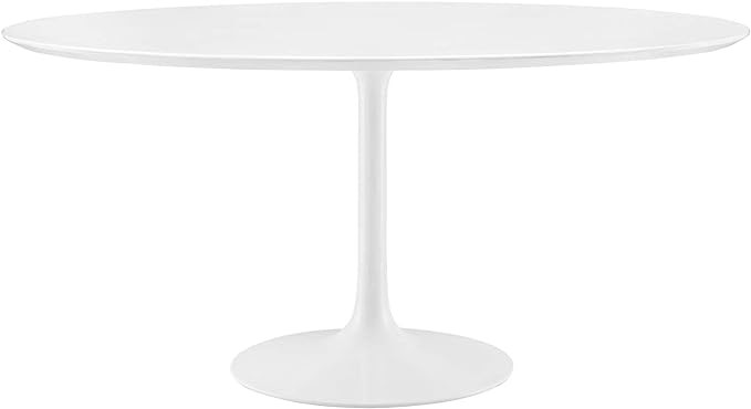 Modway Lippa 60" Mid-Century Modern Dining Table with Round Top and Pedestal Base in White | Amazon (US)
