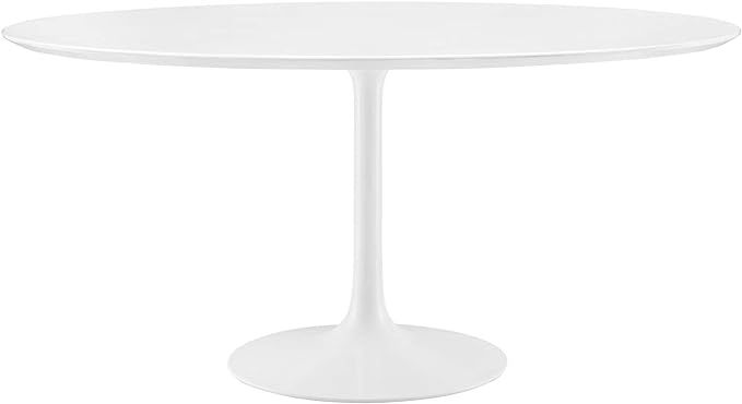 Modway Lippa 60" Mid-Century Modern Dining Table with Round Top and Pedestal Base in White | Amazon (US)