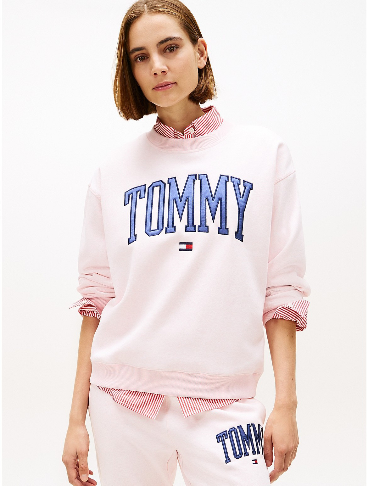 Tommy Hilfiger Women's Varsity Tommy Logo Crewneck Sweatshirt - Pink - XXS | Tommy Hilfiger (US)