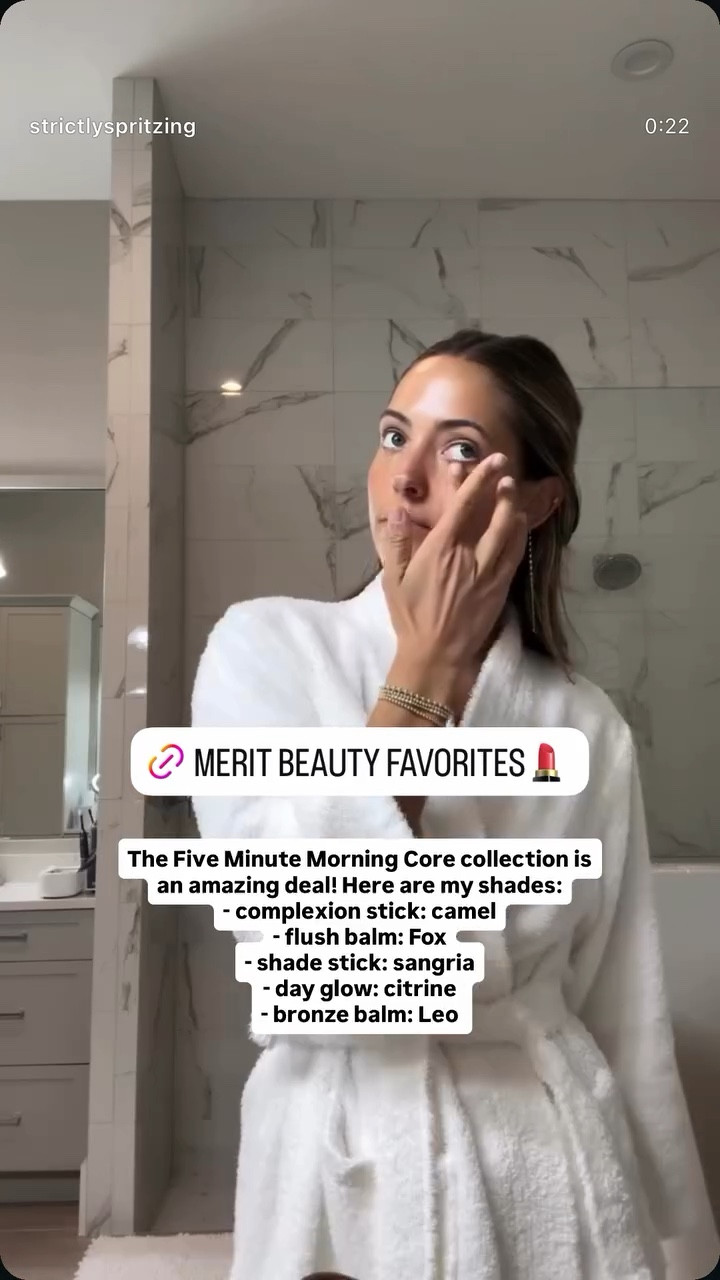 The Five Minute Morning Core collection is an amazing deal! Here are my shades:
- complexion stick: camel
- flush balm: Fox
- shade stick: sangria
- day glow: citrine
- bronze balm: Leo