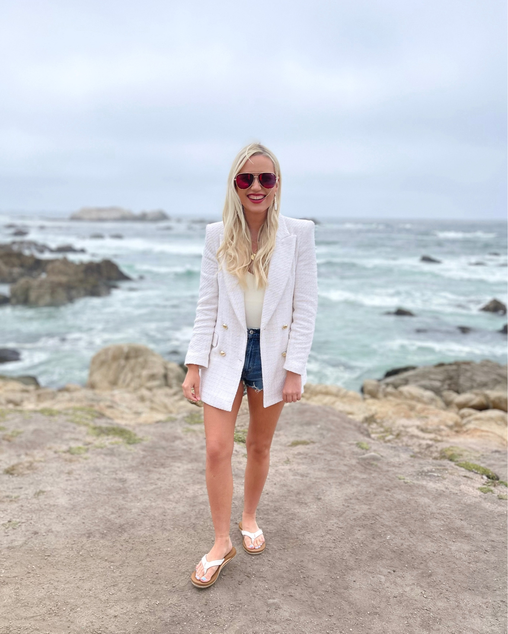 Loved this casual blazer/denim shorts look for a layered summer style! Similar items linked.

Blazer: Small
Bodysuit: Small
Shorts: 26

Tweed | Blazer | Preppy | Casual

#LTKSeasonal