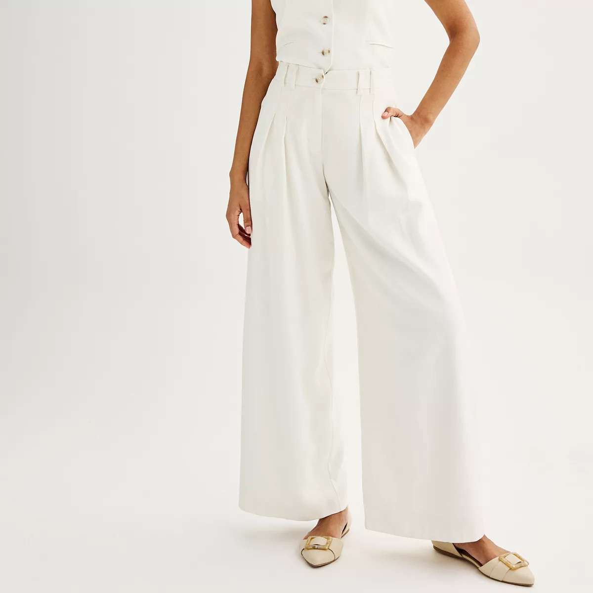 Women's Nine West Pintuck Linen Pants | Kohl's