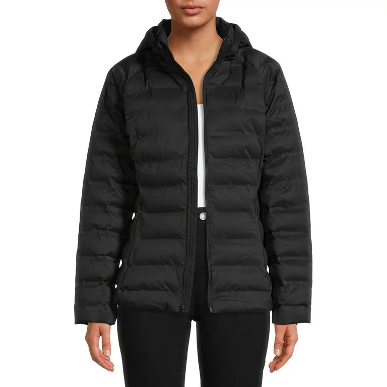 Time and Tru Women's Packable Stretch Zip Up Puffer Jacket | Walmart (US)