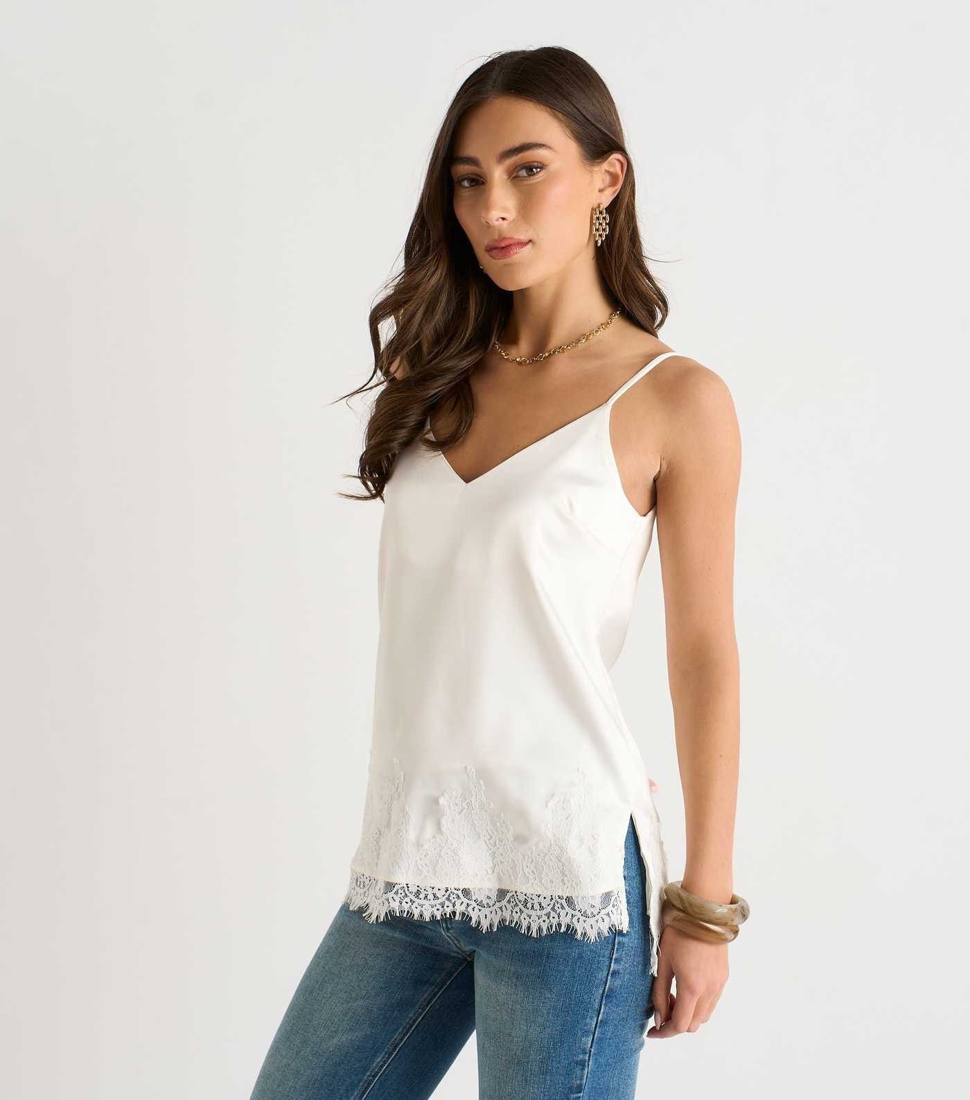 Gini London White Lace Trim Cami Top | New Look | New Look (UK)