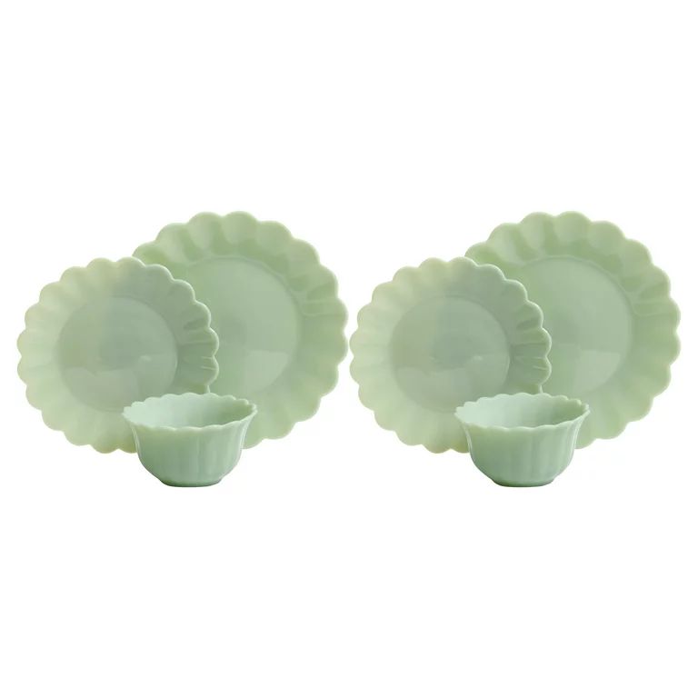 (2 pack) The Pioneer Woman Timeless Beauty Jade Glass 3-Piece Dinnerware Set | Walmart (US)