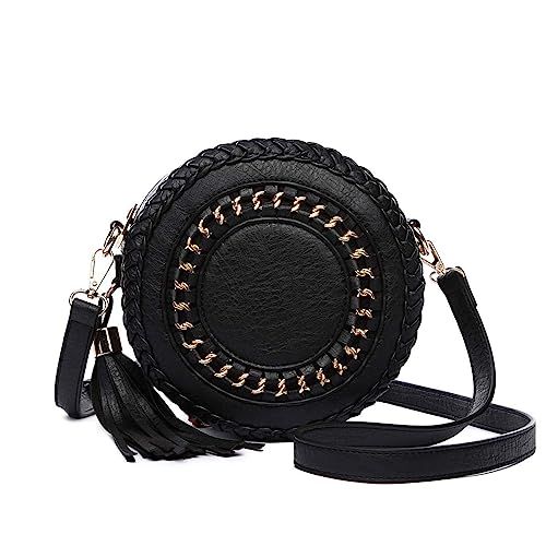 BLUE H. Circle Chained Crossbody - Tassel and Round Whipstitched Detail | Amazon (US)