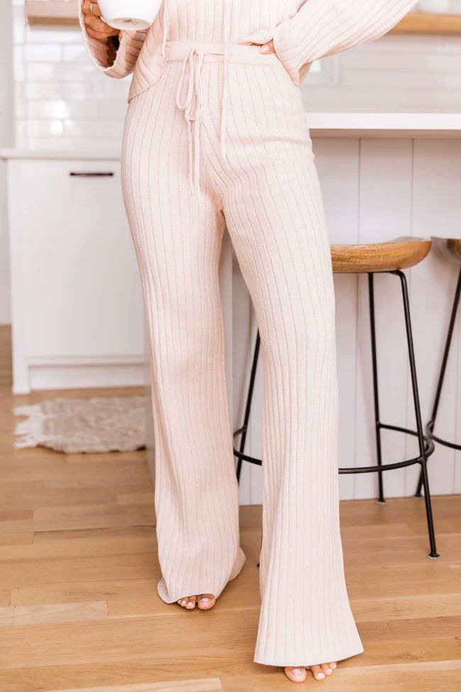 Everlasting Memory Ribbed Cream Pants FINAL SALE | The Pink Lily Boutique