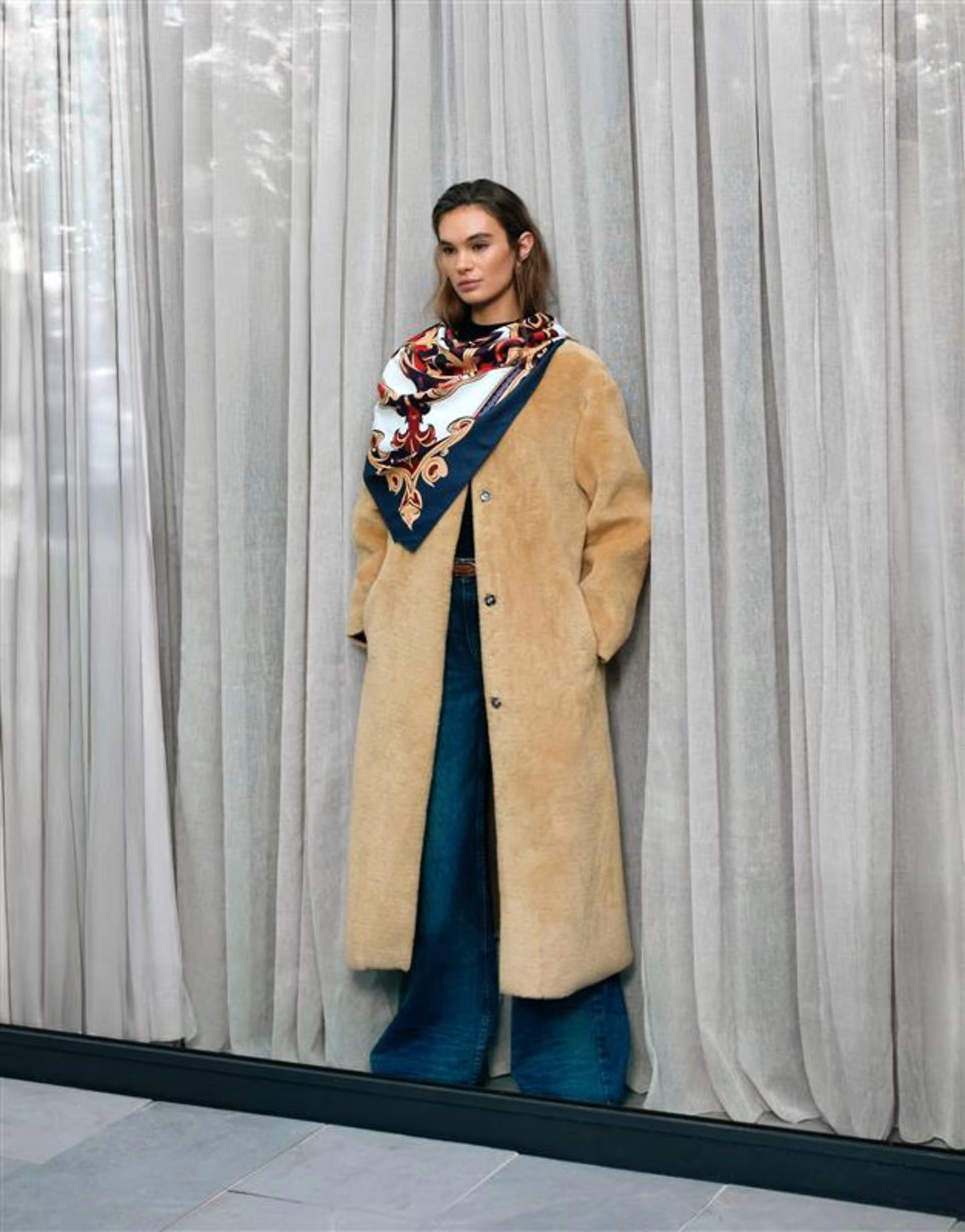 ASOS DESIGN collarless bonded fur coat in biscuit | ASOS | ASOS (Global)