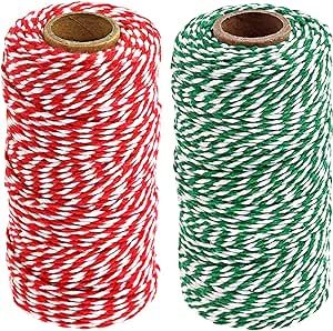 Amazon.com: UNIQUEED Christmas Cotton Twine String, 328 Feet Holiday Twine String Cotton Cord,Chr... | Amazon (US)
