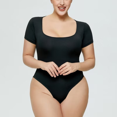 Women's One-Piece Bodysuit Slim-Fit Solid Color Stretchy Chic Jumpsuit Black M | Target