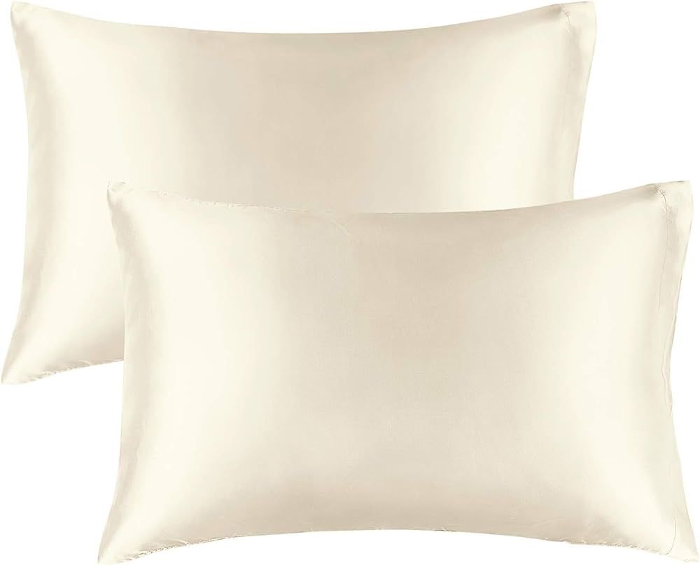 BEDELITE Satin Silk Pillowcase for Hair and Skin, Beige Pillow Cases Standard Size Set of 2 Pack ... | Amazon (US)