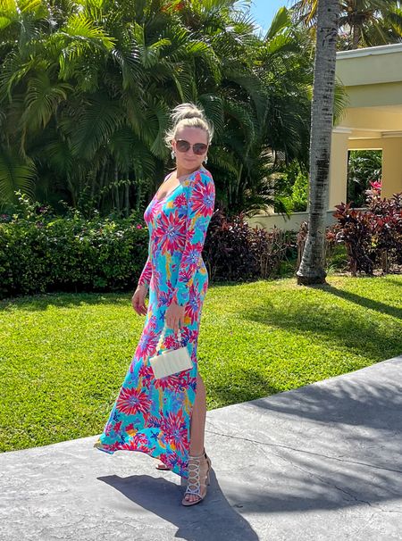 Let’s get tropical 🩷 

This dress is perfect for a breezy night instead of having a shawl over your dress. I love that it is full length with the long sleeve and still lightweight.

This dress has held up for so long and was worth the investment. It’s still perfect for vacations and the quality has held. I’m wearing a size 6 in this because it is from 10 years ago but could easily size down to a 4 now. 

#Vacation #ResortWear #Resort #VacationOutfits #ResortOutfits #Lilly #LillyPulitzer #TimelessDress #TravelDestination #WinterVacation #SpringBreakOutfit #SpringBreakDestination #WeddingOutfit #WeddingGuestOutfit #DestinationWeddingDress #DestinationWeddingGuest #DestinationWeddingsGuestDress #TropicalWedding #TropicalDresses #LongTropicaldresses #ColorfulDresses #FloralDresses #Women’sLongFloralDress 

#LTKSeasonal #LTKstyletip #LTKtravel