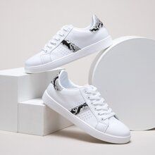 Snakeskin Panel Lace-up Front Skate Shoes | SHEIN