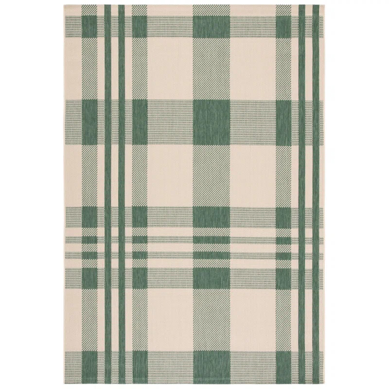 Andreya Plaid Green/Beige Indoor / Outdoor Area Rug | Wayfair North America