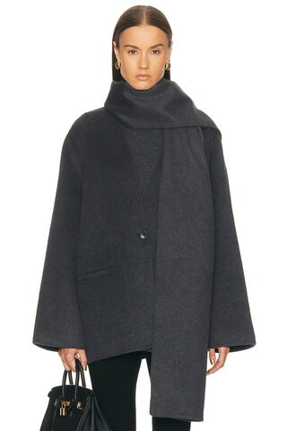 EAVES x Coco Ragni Wool Scarf Jacket in Charcoal | FWRD 