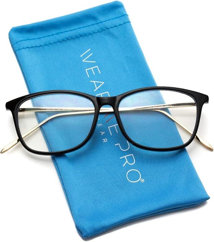 WearMe Pro - Rectangular Blue Light Elegant Metal Frame Modern Glasses | Amazon (US)