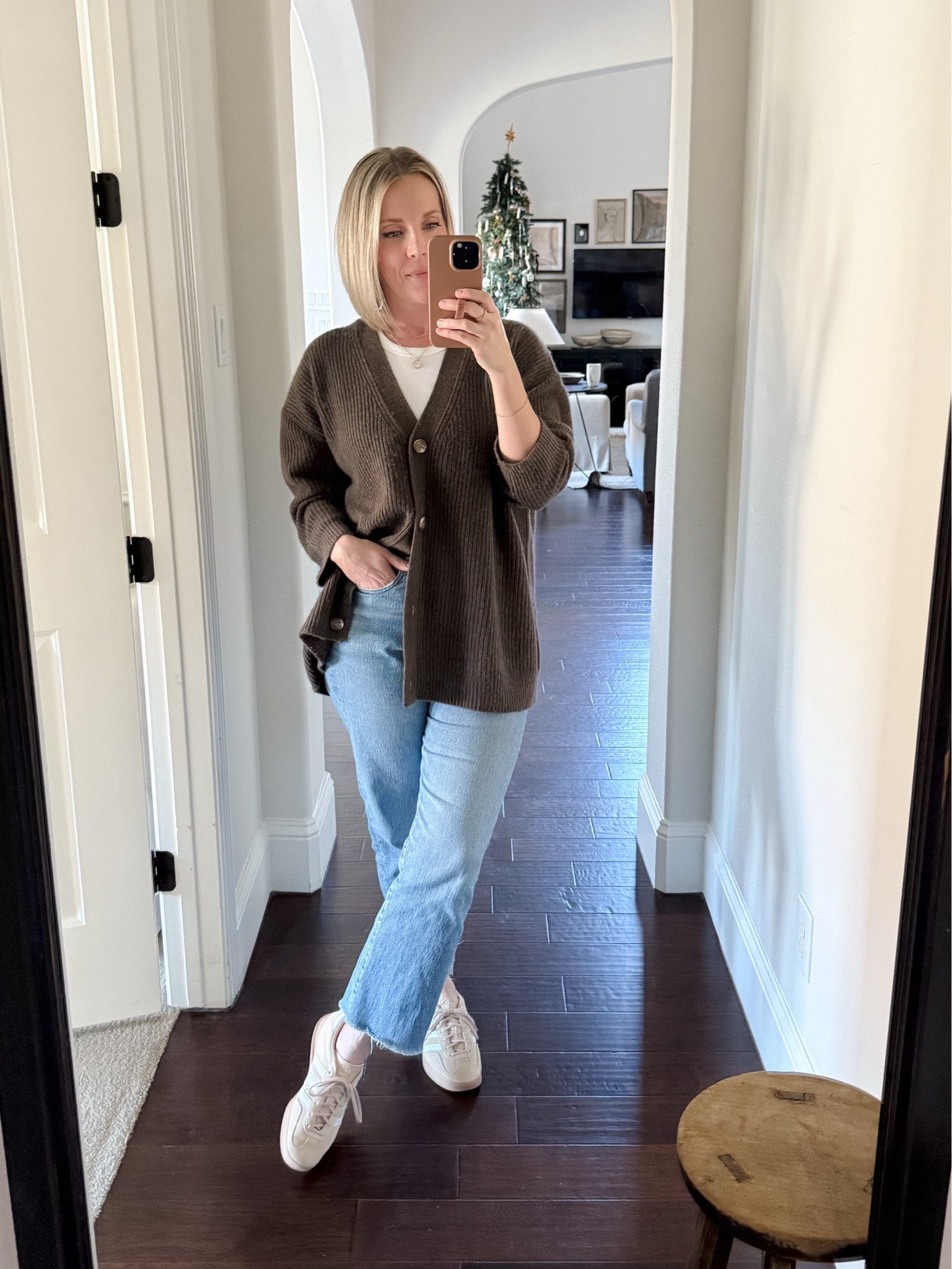 I have been so pleasantly surprised by the quality of this brand’s sweaters.  Cashmere without the insane price.

I cut the hem on my jeans to be a little shorter and left them raw.

#LTKMidsize #LTKHome #LTKOver40