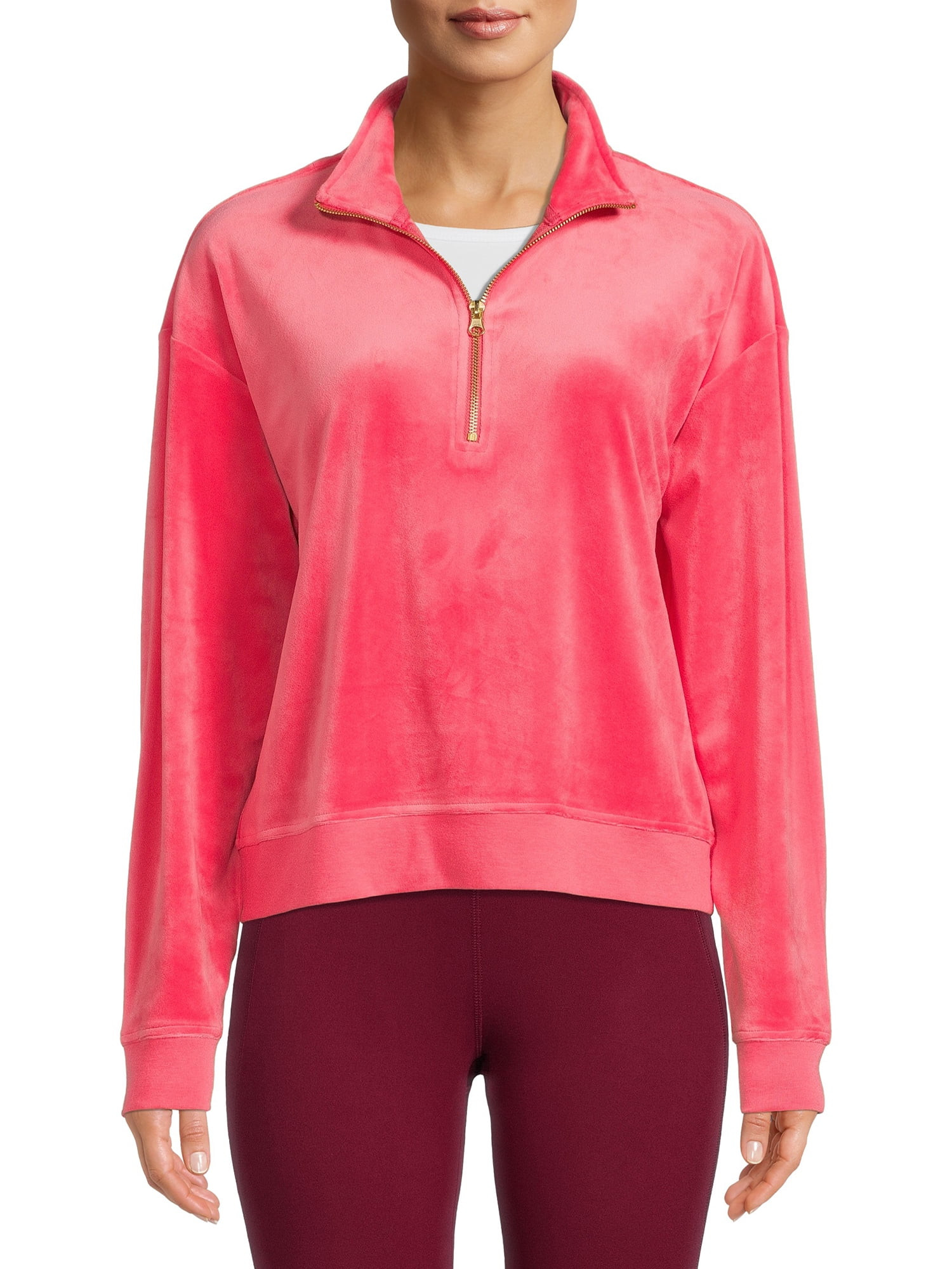 Avia Women's 1/4 Zip Velour Pullover Sweatshirt - Walmart.com | Walmart (US)