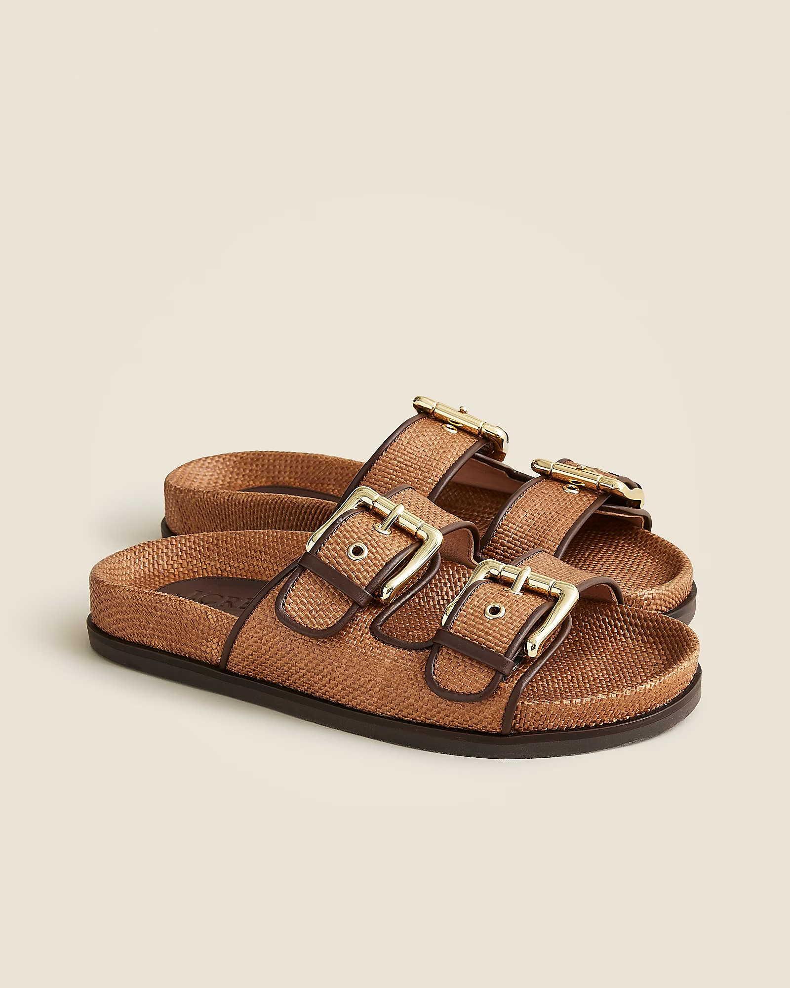 New Colbie wide-strap buckle sandals in faux raffia | J. Crew US