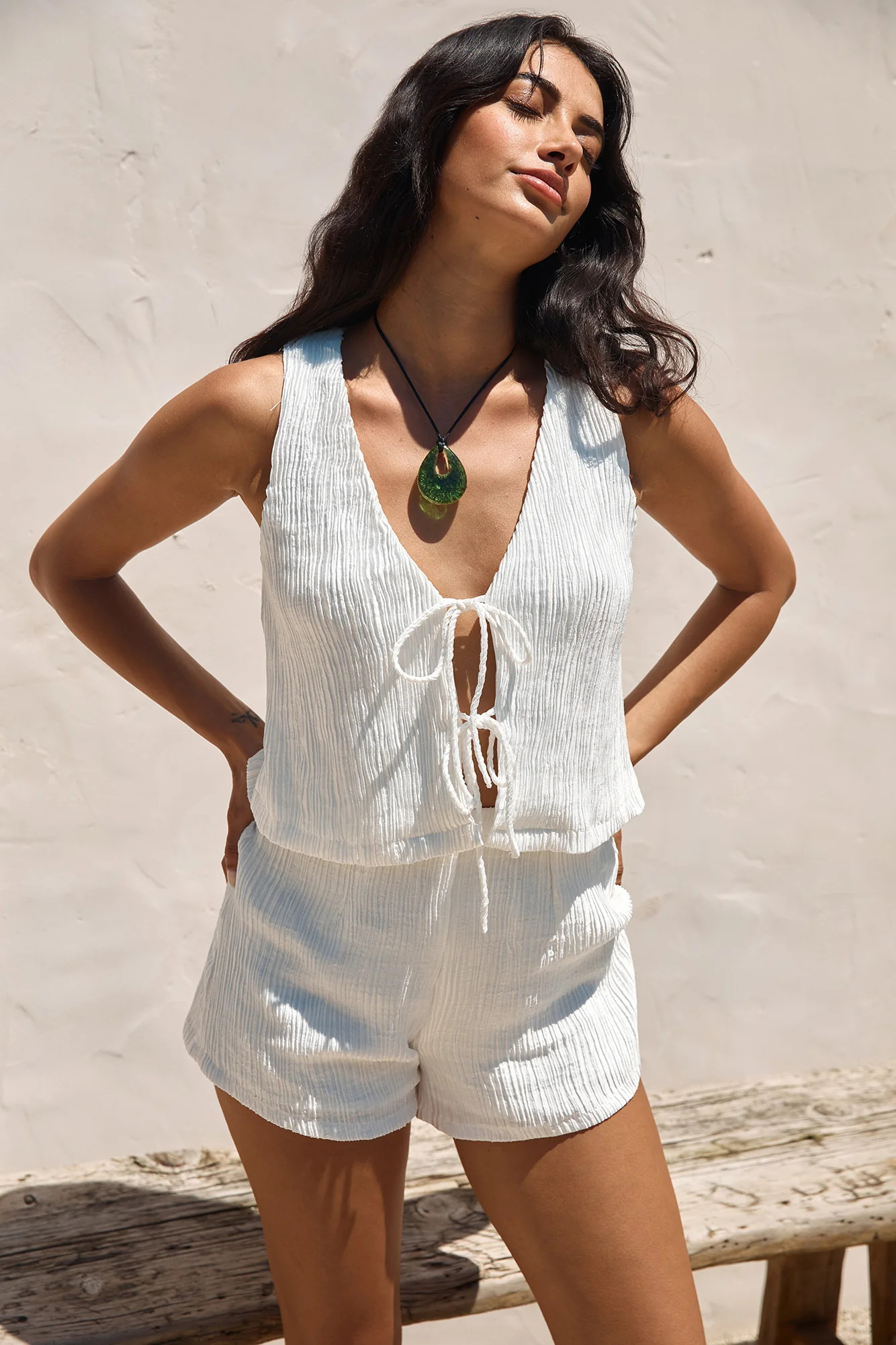 Pearlescent Jewels Shorts White | Fortunate One