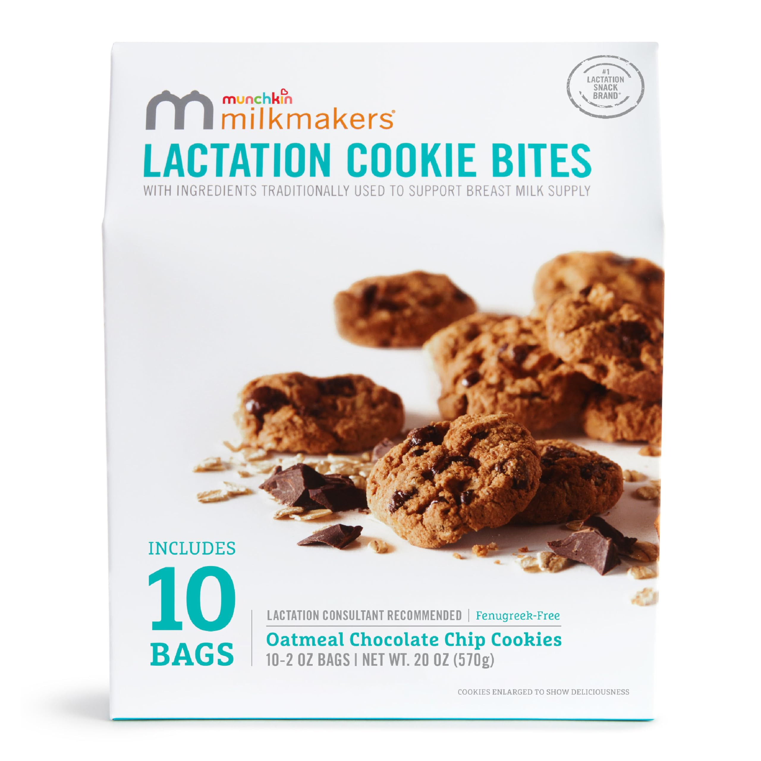 Munchkin Milkmakers Lactation Cookie Bites, Oatmeal Chocolate Chip, 10 Ct | Amazon (US)