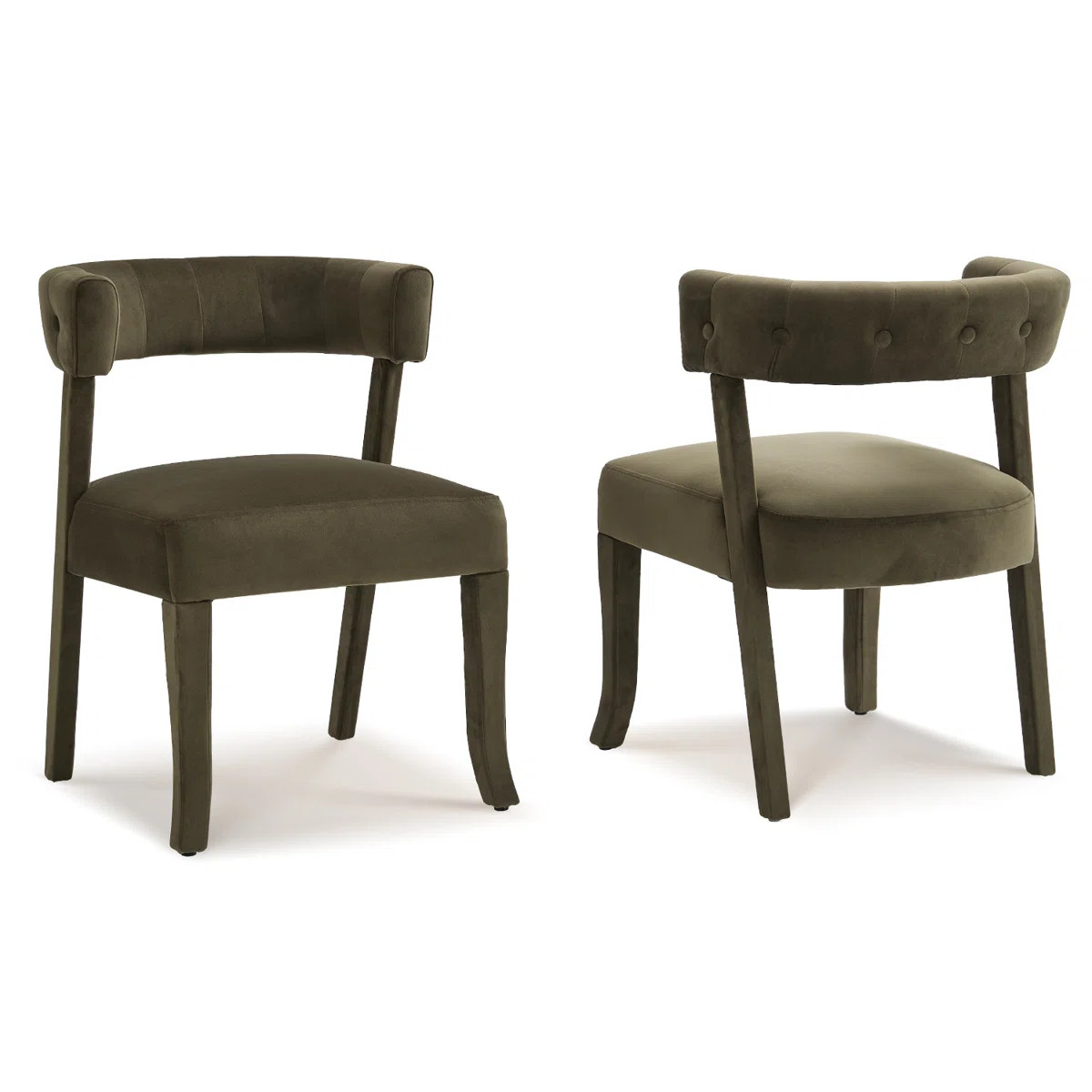 30'' H Modern Upholstered Armless Dining Chair With Tufted Curved Backrest, Solid Wood Legs For L... | Wayfair North America