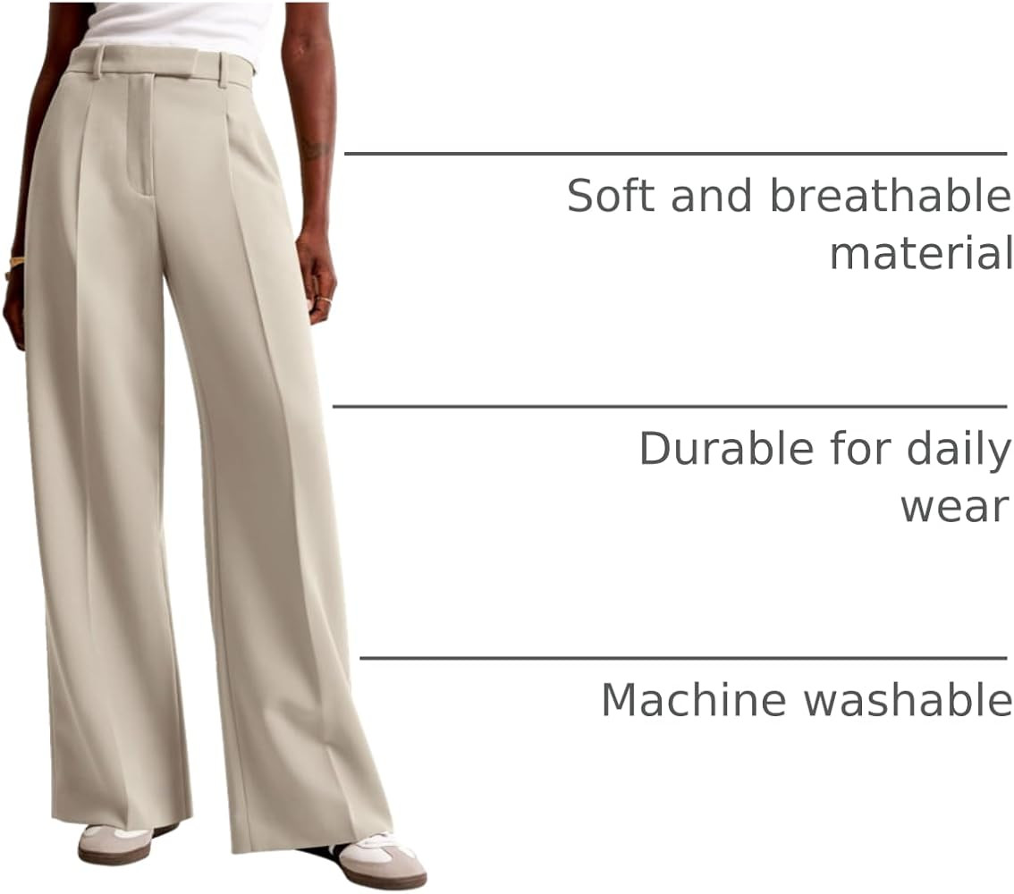 NIMIN Women Wide Leg Pants High Waisted Business Casual Work Trousers Dressy Pants with Pockets | Amazon (US)