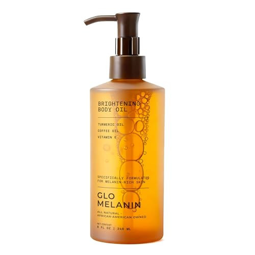 Glo Melanin Brightening Body Oil – Topical Moisturizer with Vitamin C, Kojic Acid & Turmeric – Lightweight Hydrating Cosmetic Oil for Melanin-Rich Skin (8 oz / 230 ml) | Amazon (US)
