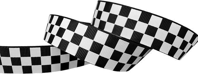 Black Grosgrain Ribbon White Checkered Printed, 7/8 Inch 10Yards | Amazon (US)