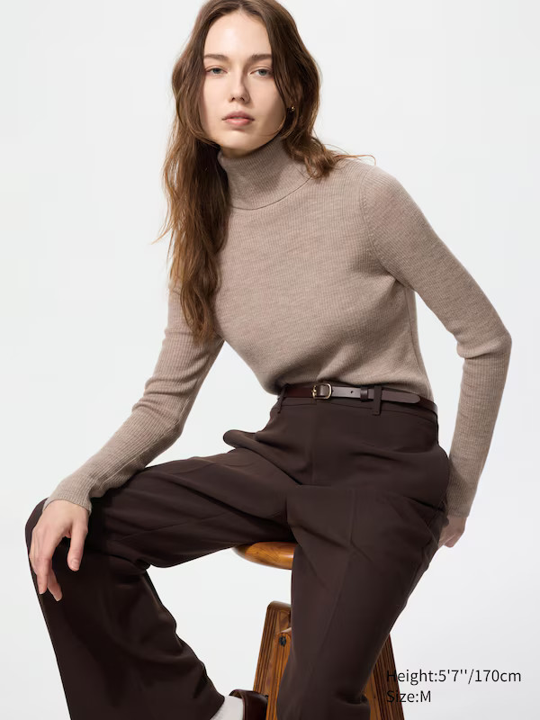 Merino Ribbed Turtleneck Jumper | UNIQLO (UK)