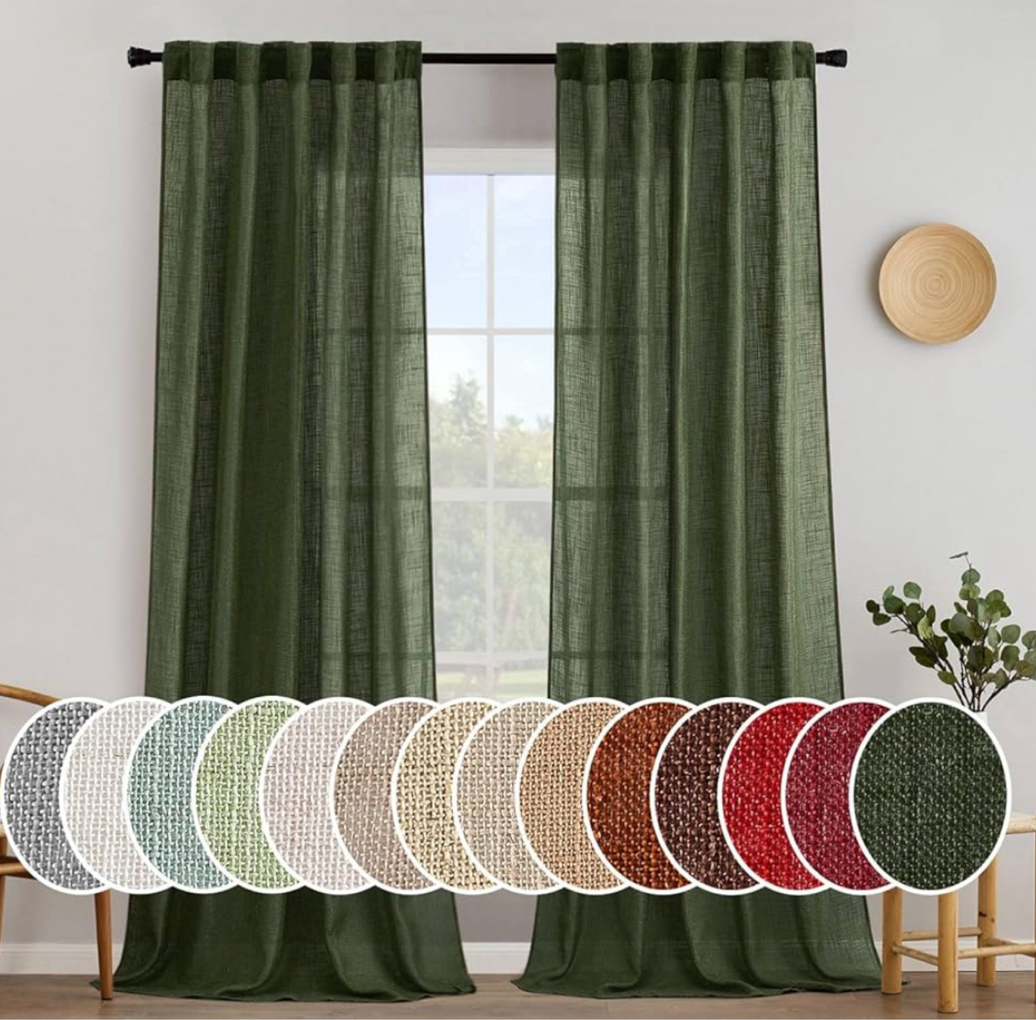 Curtains I installed in a recent stage that are the perfect olive linen, light filtering option  