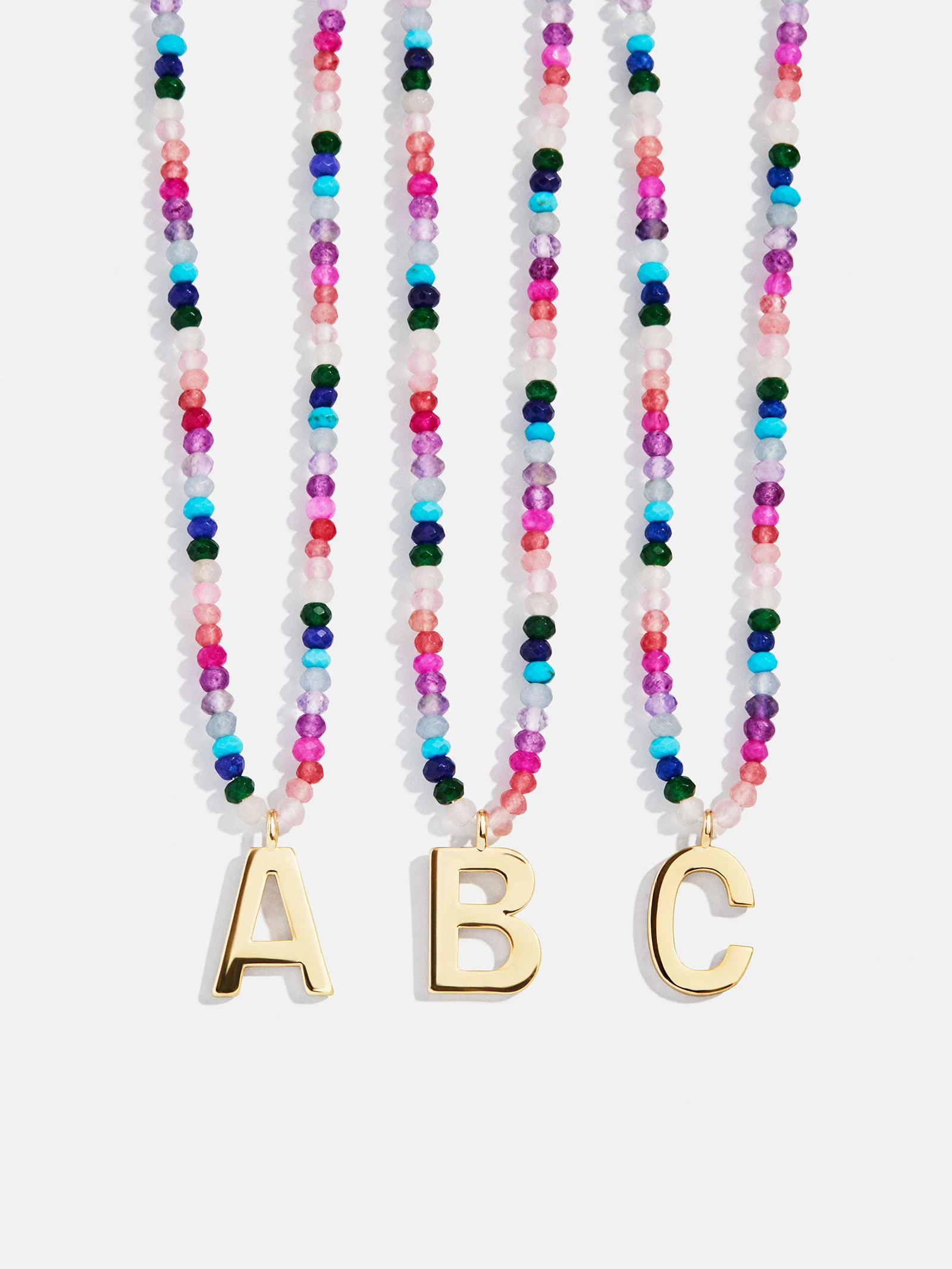 Semi-Precious Block Initial Necklace - Dark Multi | BaubleBar