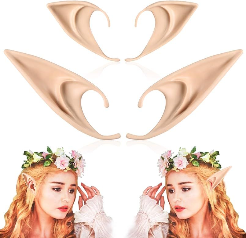FRESHME Elf Ears Soft Pointed Ears Tips Costume Makeup Anime Party Dress Up Silicone Fake Ears | Amazon (US)