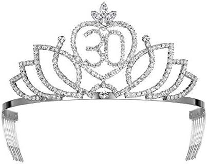 YZHSTONE Women Queen 30th Birthday Tiara Crowns Women 30 Birthday Queen Tiaras Silver Rhinestone ... | Amazon (US)