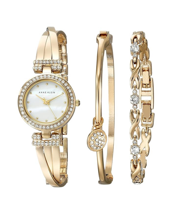 Anne Klein Women's Premium Crystal Accented Bangle Watch and Bracelet Set | Amazon (US)
