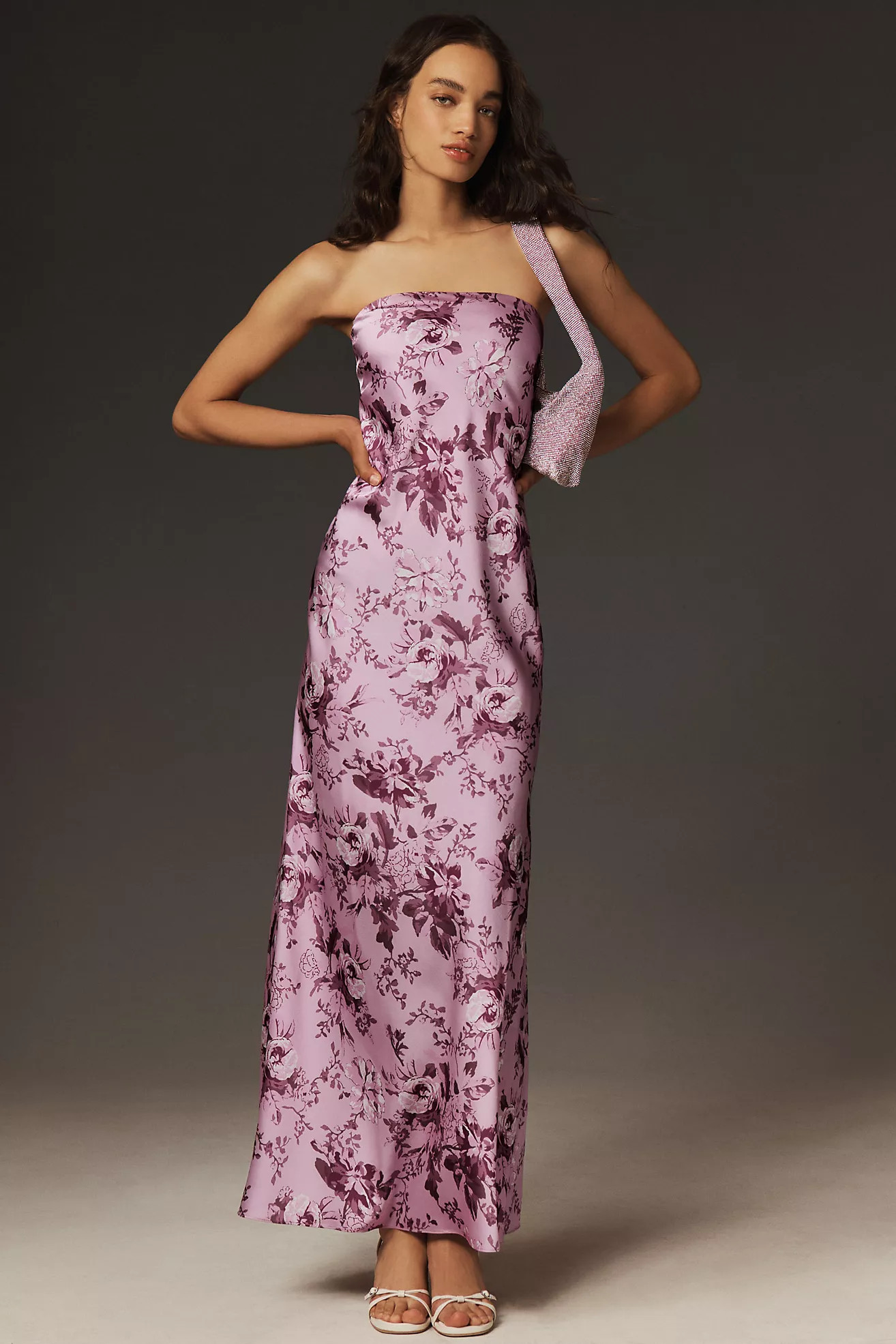 BHLDN Mia Strapless Satin Column Maxi Dress | Anthropologie (US)