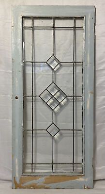 Antique Leaded Wavy Glass Cabinet Case Door Window Wood Frame Beveled 37.5" #B | eBay US
