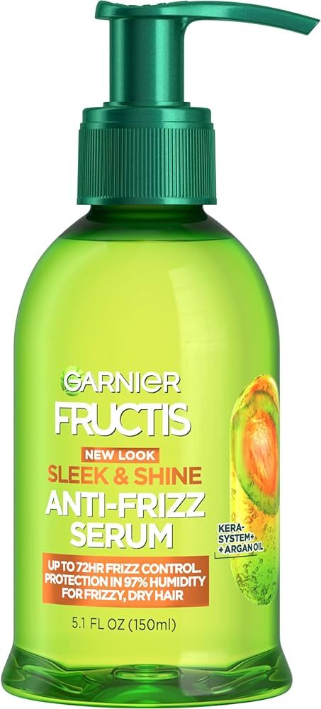 Garnier Fructis Sleek & Shine Anti-Frizz Serum for Frizzy, Dry Hair, Argan Oil, 5.1 Fl Oz, 1 Coun... | Amazon (US)