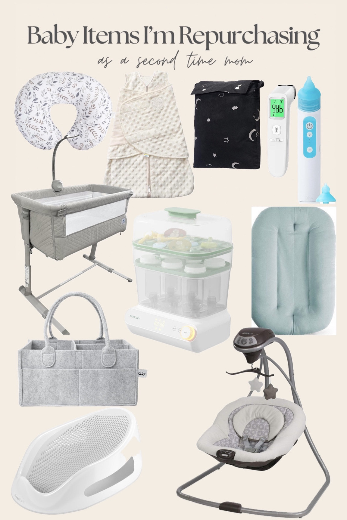 These are times i used everyday with my first baby and plan to use with my second baby!
•boppy pillow
•halo zipper swaddle
•blackout suction curtain
•thermometer 
•electric nose sucker
•bedside bassinet
•bottle washer/sterilizer
•Snuggle Me lounger
•diaper caddy
•baby tub
•baby swing

#LTKBaby #LTKKids #LTKFindsUnder100