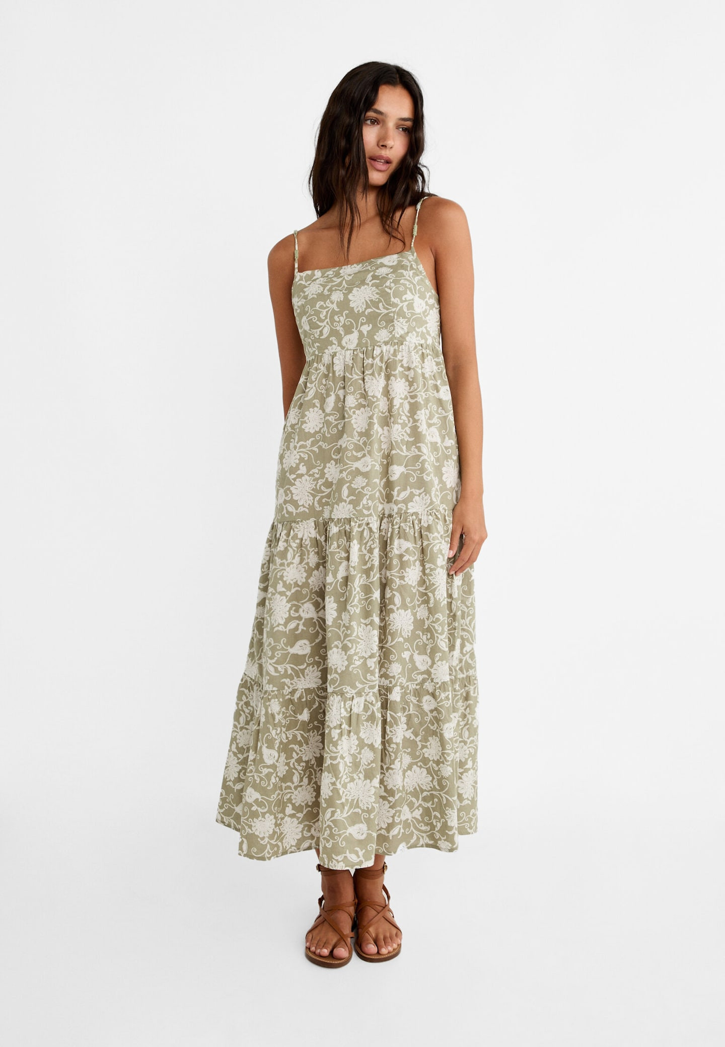 Midi-Trägerkleid mit Print - Länge für Damen | Stradivarius Deutschland | Stradivarius DE