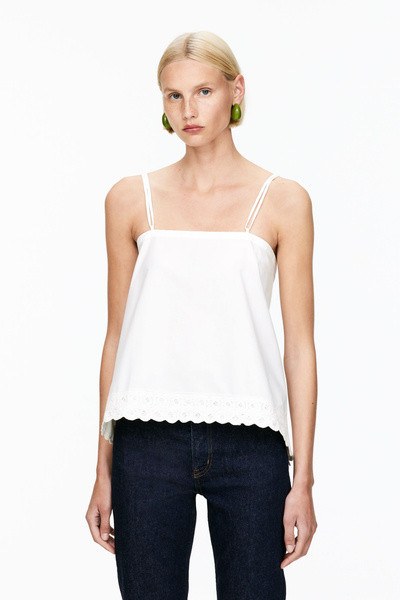 Embroidery-Detail Strap Top – White – Women – ARKET GB | Arket UK